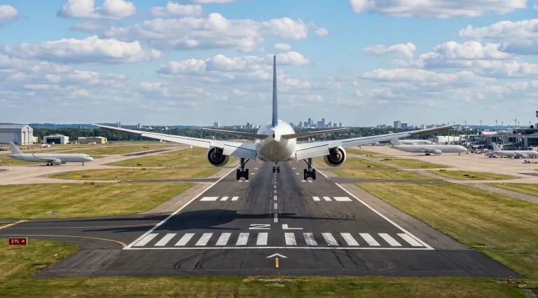 TourDent dental tourism flight — airplane landing on runway for dental treatment abroad